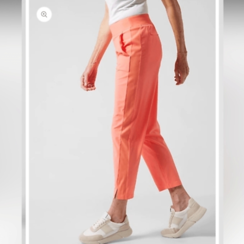 Athleta Brooklyn Ankle Pant Coral Pink Stretch Travel Pants Size 6 - Picture 8 of 11